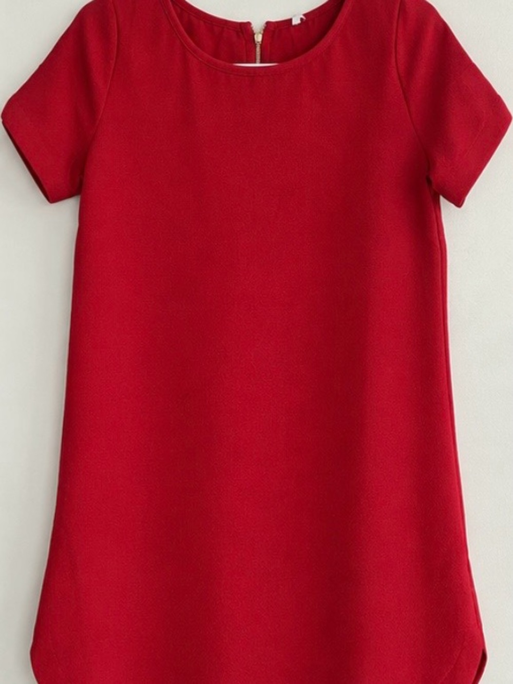 mittoshop Red Short-Sleeve Mini Shift Dress